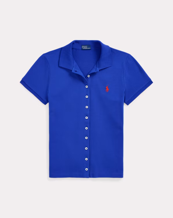 Buttoned-Placket Polo Shirt