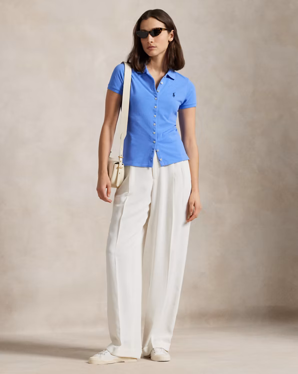 Buttoned-Placket Polo Shirt