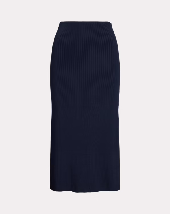 Rib-Knit Pencil Midi Skirt