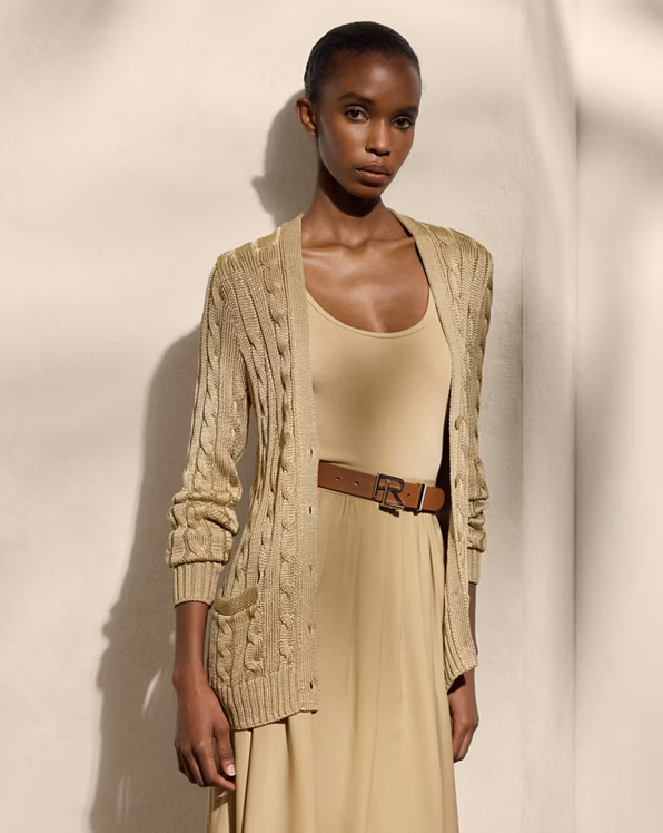 Cable-Knit Silk Cardigan Jumper