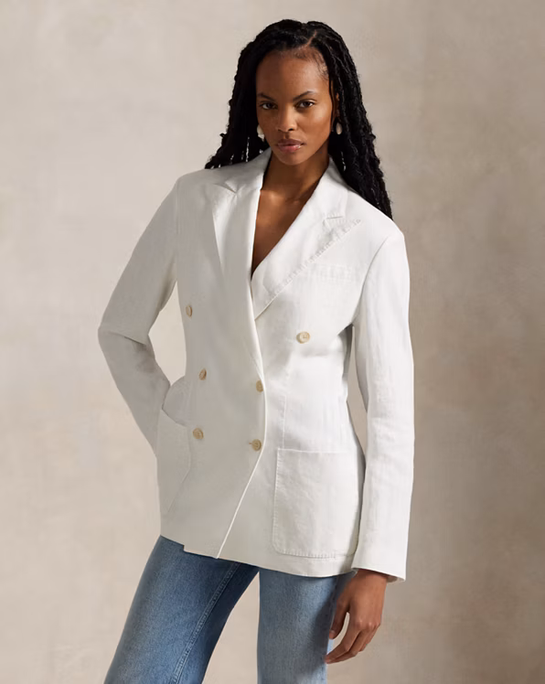 Double-Breasted Linen Blazer