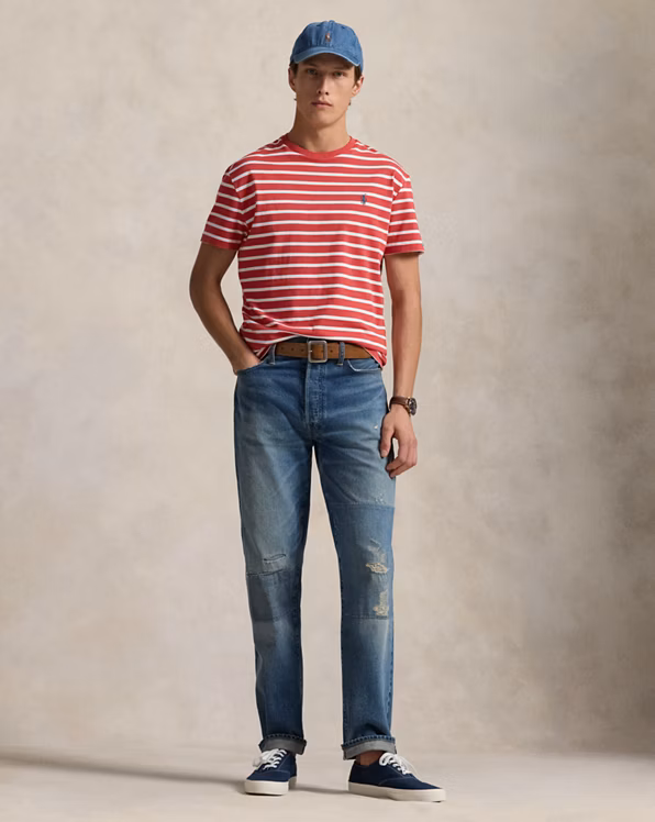 Custom Slim Fit Striped Jersey T-Shirt