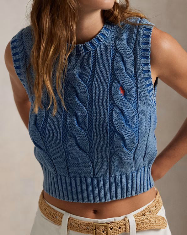 Cable-Knit Cotton Sleeveless Jumper