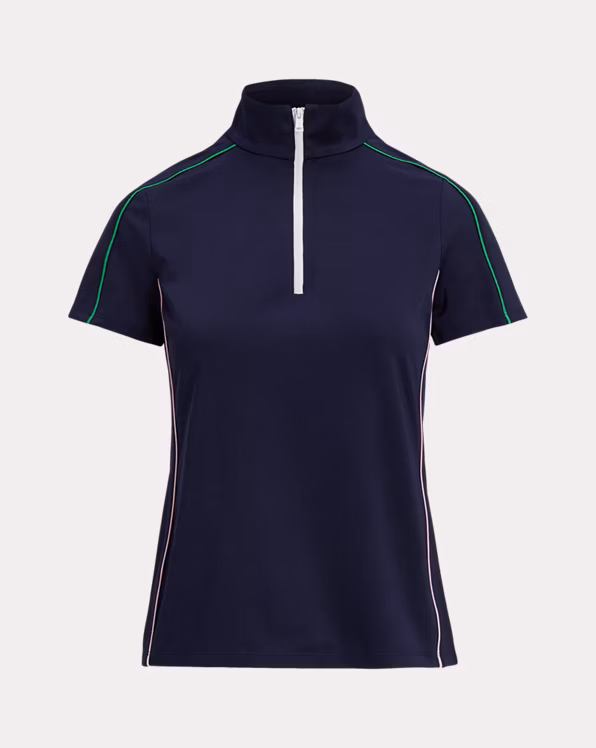 Stretch Jersey Short-Sleeve Quarter-Zip
