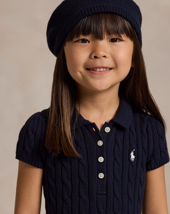 Cable-Knit Cotton Polo Jumper Dress