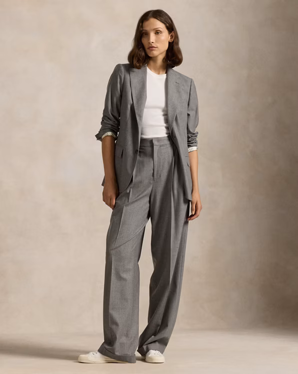 Wool-Blend Flannel Straight-Leg Trouser