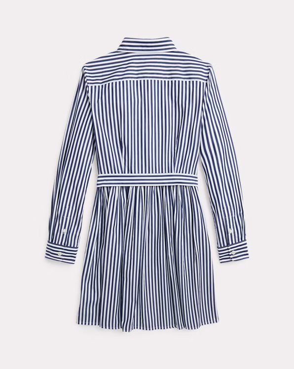 Striped Belted Cotton Poplin Shirtdress