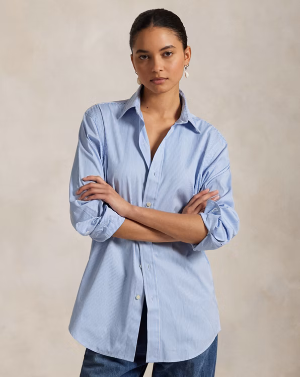 Classic Fit Striped Poplin Shirt