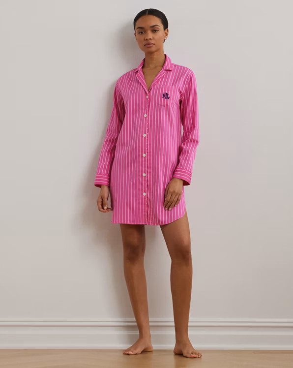 Striped Cotton-Blend Sateen Sleep Shirt