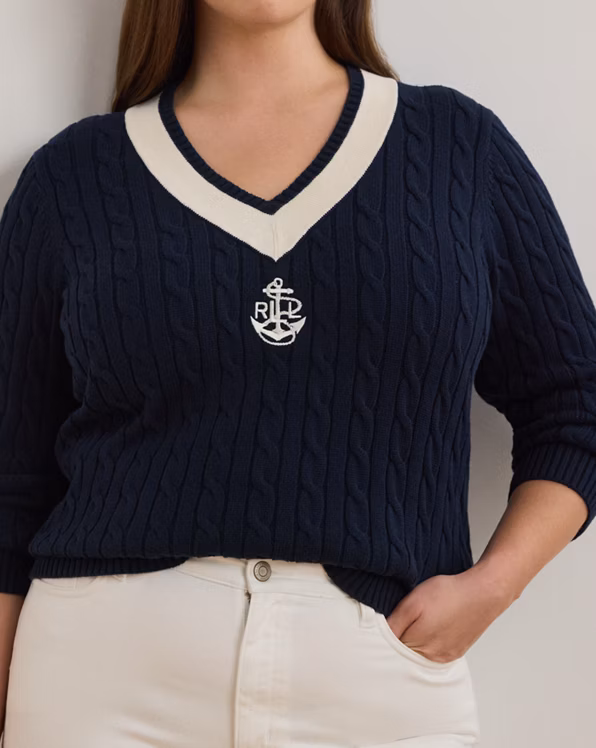 Cable-Knit Cotton Cricket Jumper