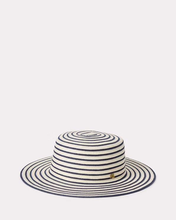 Striped Straw Boater Hat