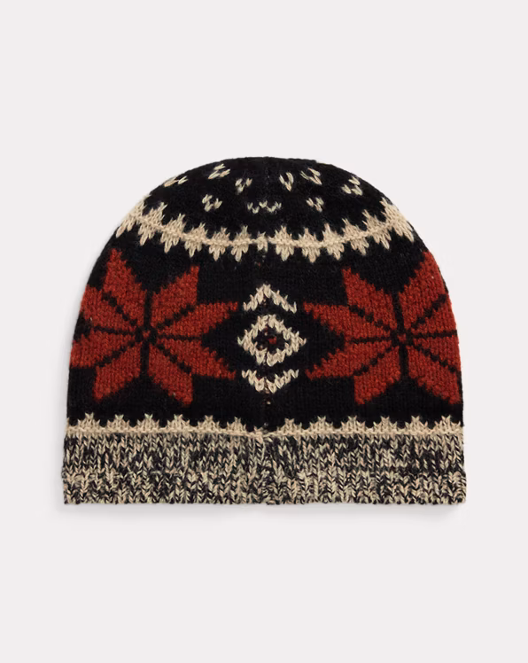 Snowflake-Motif Wool-Blend Beanie