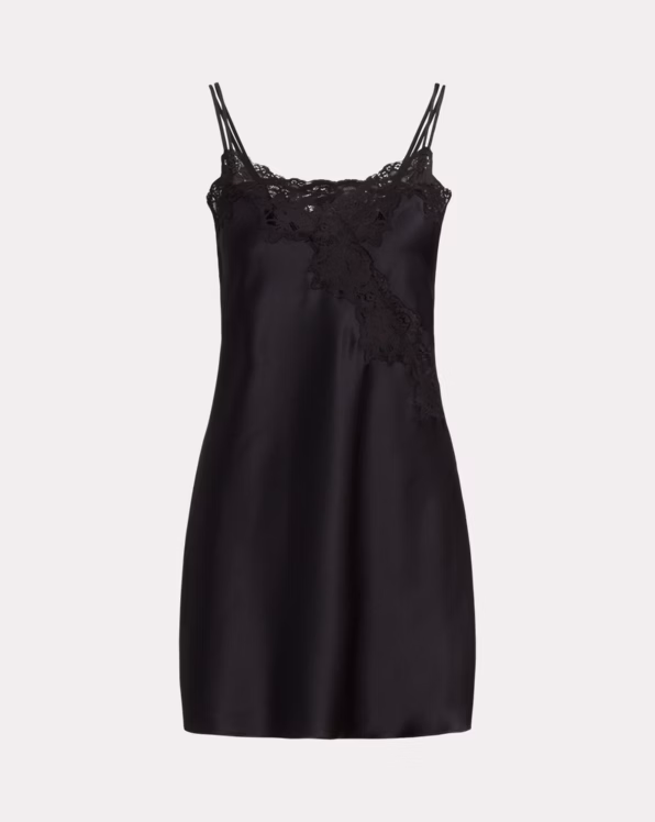 Double-Strap Lace-Trim Satin Chemise