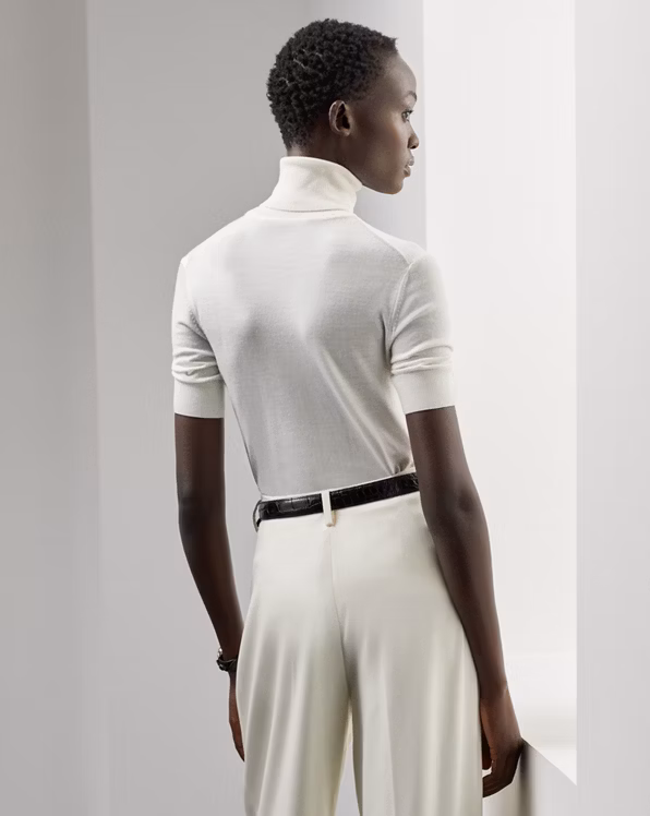 Merino Wool Short-Sleeve Roll Neck