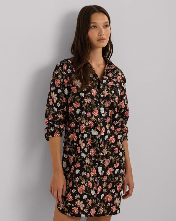 Floral Cotton-Blend Lawn Sleep Shirt