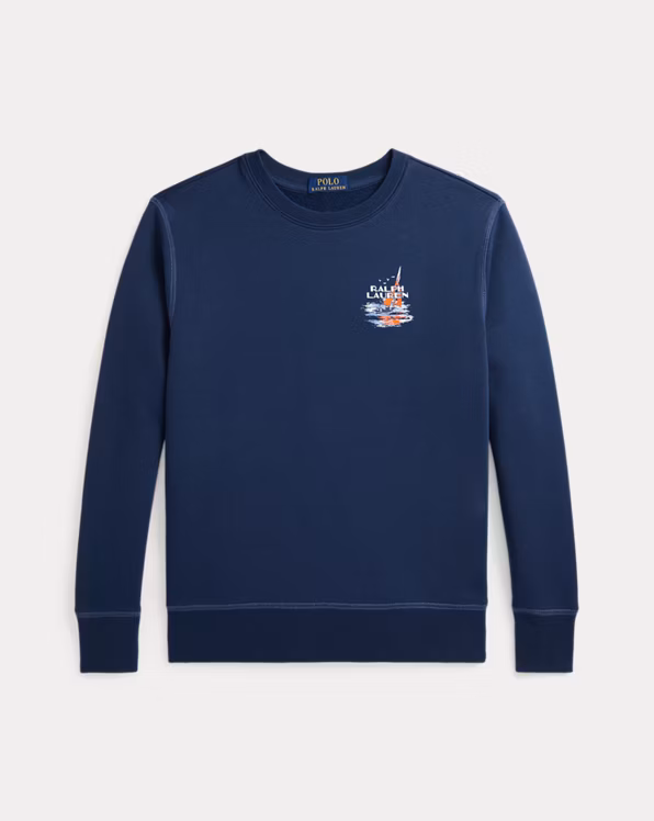 Sailboat-Print Fleece Sweatshirt