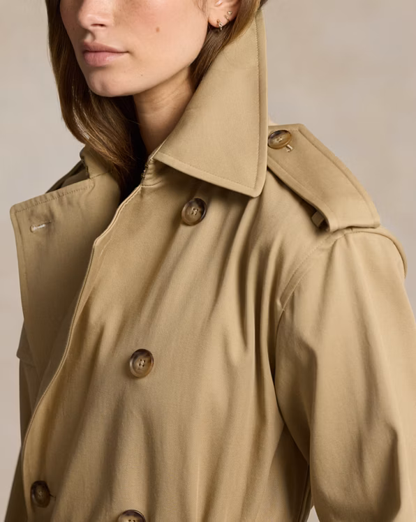 Double-Breasted Twill Trench Coat