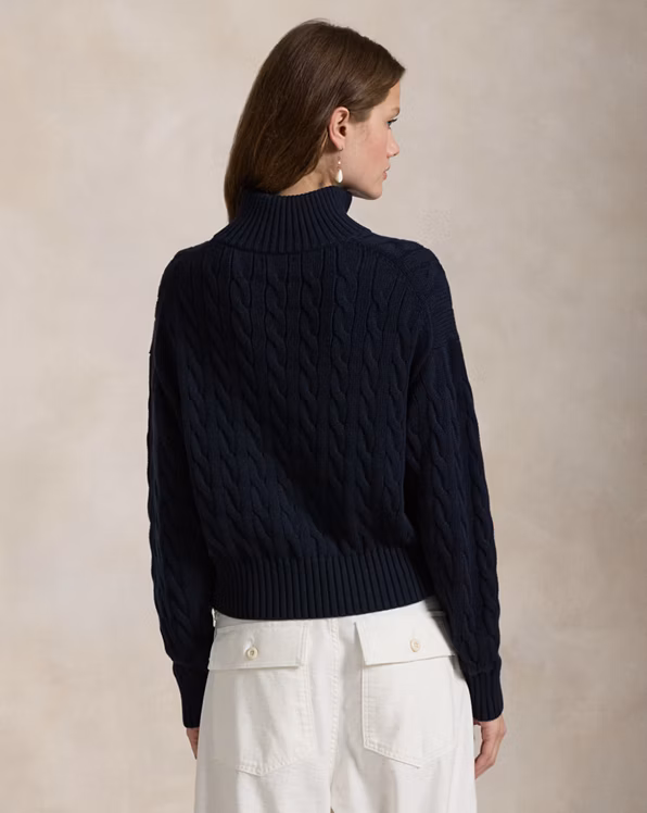 Cable-Knit Cotton Quarter-Zip Jumper