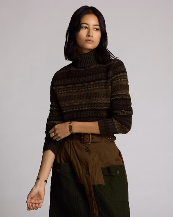 Striped Wool Roll Neck Jumper