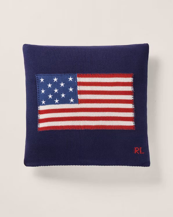 RL Flag Cotton Throw Pillow