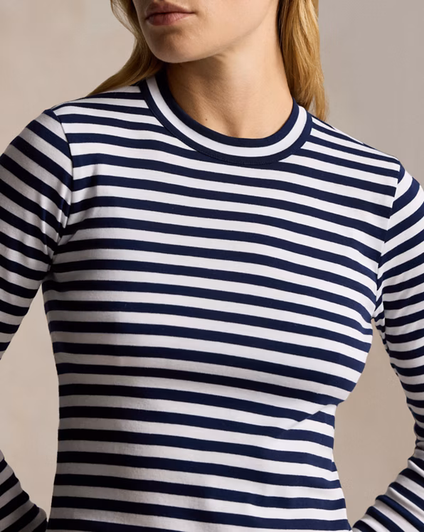 Striped Rib-knit Long-Sleeve Tee