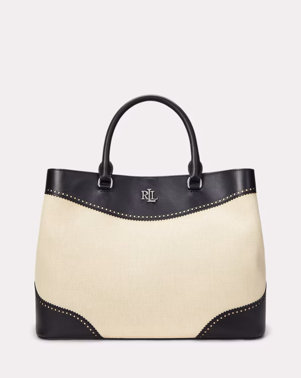 Straw & Leather Large Marcy Satchel