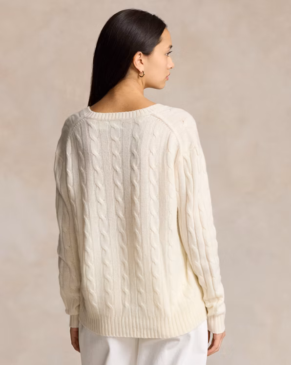 Relaxed Fit Cable Cashmere Jumper