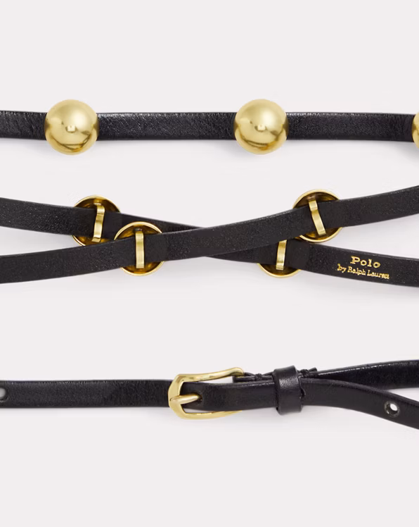 Studded Leather Double-Wrap Belt
