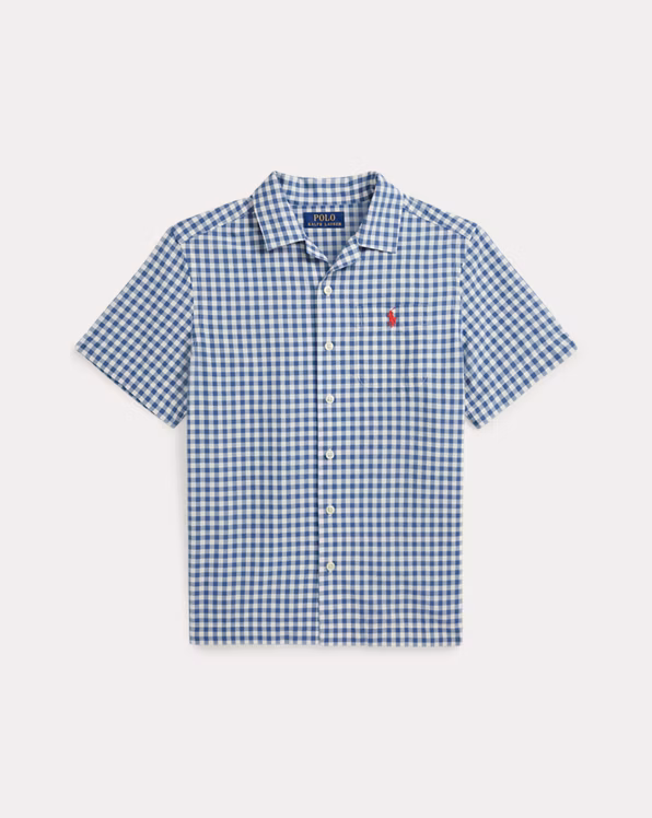 Gingham Cotton Madras Camp Shirt