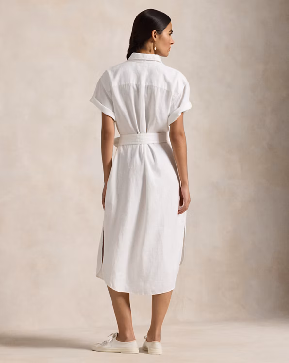 Linen Short-Sleeve Shirtdress