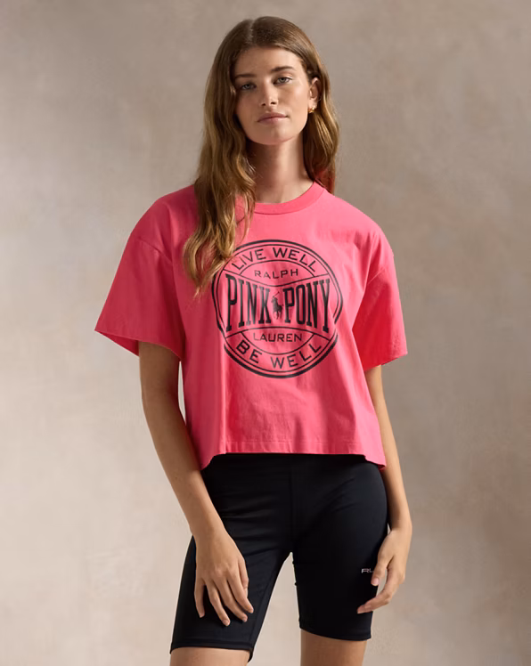 Pink Pony Cotton Jersey Cropped Tee