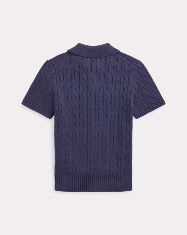 Cable-Knit Cotton Polo-Collar Jumper