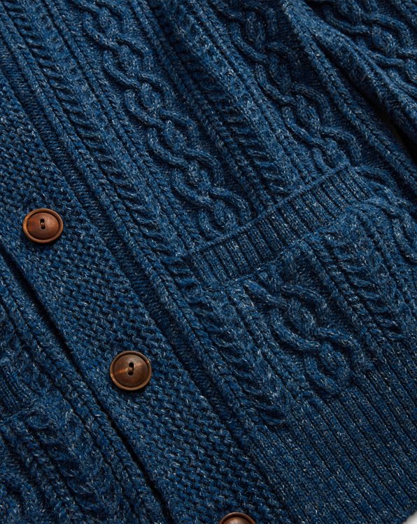 Cable Cotton-Wool Shawl Cardigan