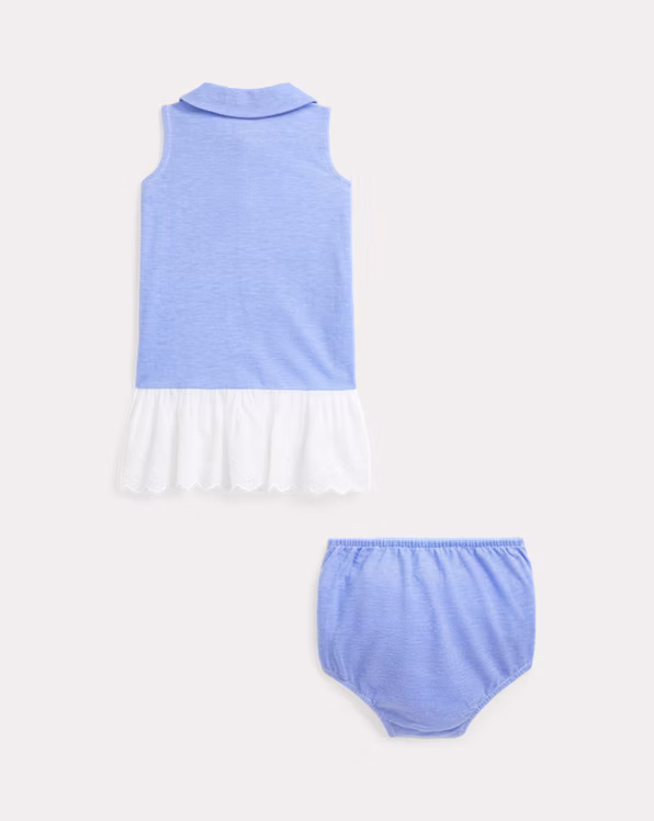 Eyelet-Skirt Knit Oxford Dress & Bloomer