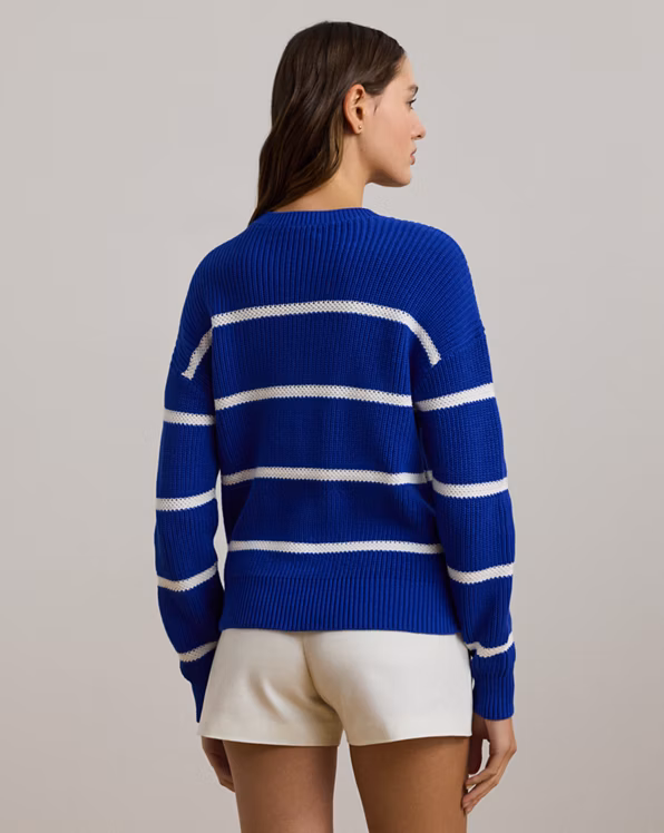 Striped Rib-Knit Cotton Crewneck Jumper