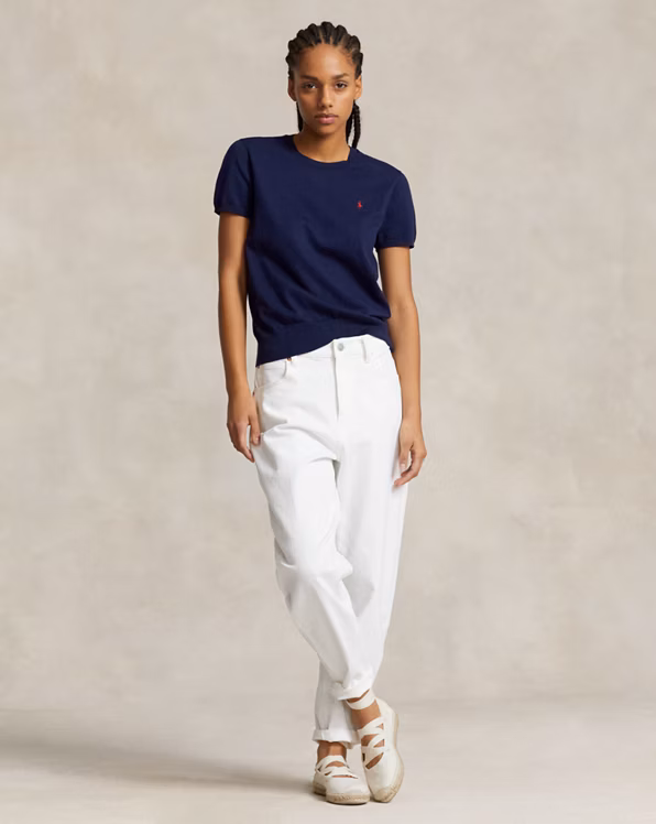 Cotton-Blend Short-Sleeve Jumper