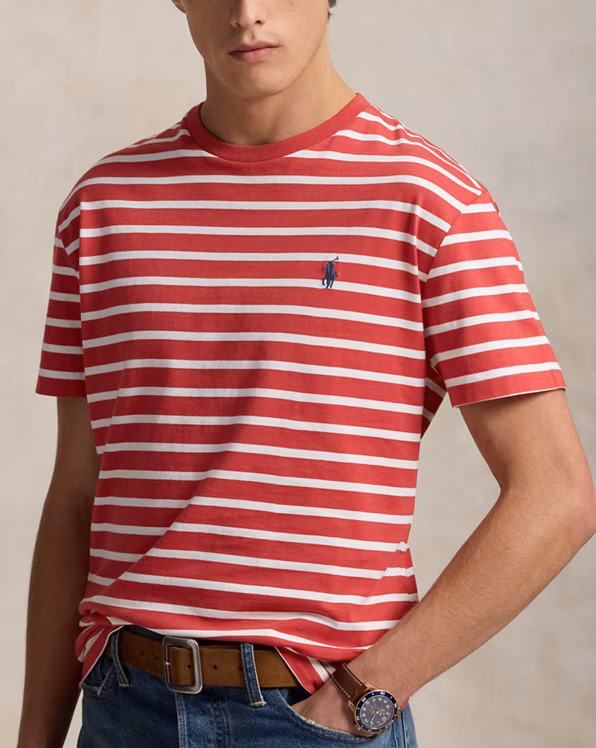 Custom Slim Fit Striped Jersey T-Shirt