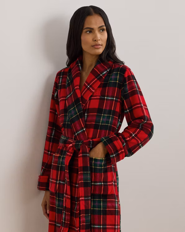 Plaid Shawl-Collar Robe