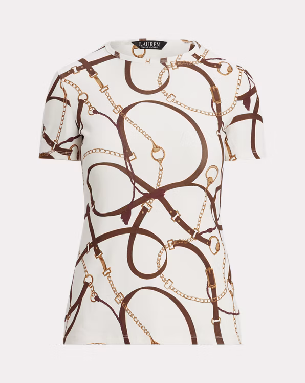 Belting-Print Cotton-Blend Crewneck Tee