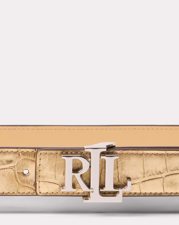 Logo Reversible Metallic Embossed Belt