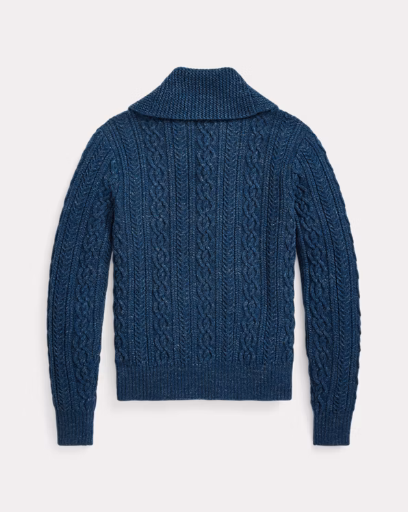 Cable Cotton-Wool Shawl Cardigan