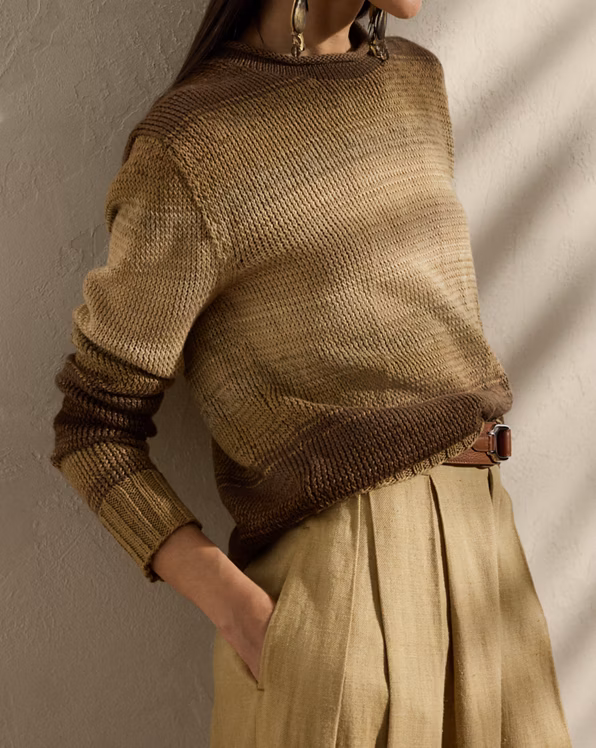 Ombré Linen-Blend Rollneck Jumper