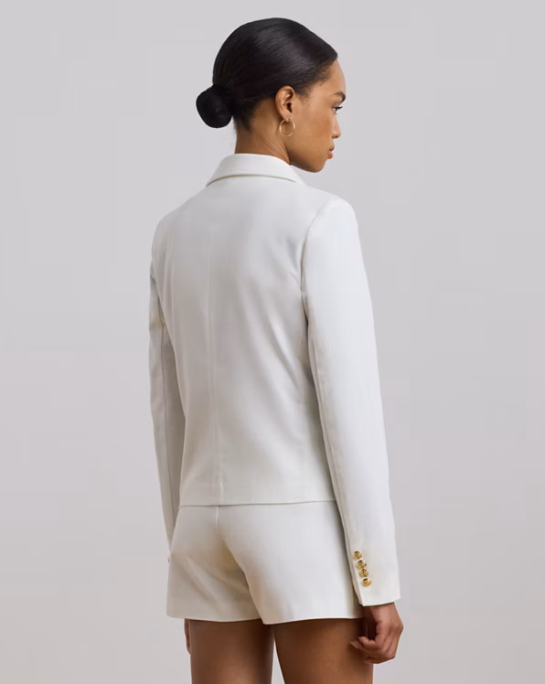 Double-Breasted Canvas Cropped Blazer