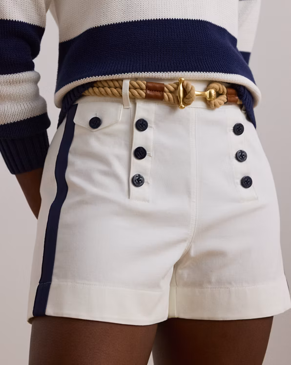 Side-Stripe Cotton Canvas Sailor Short