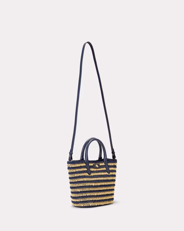 Striped Straw Medium Brie Tote Bag