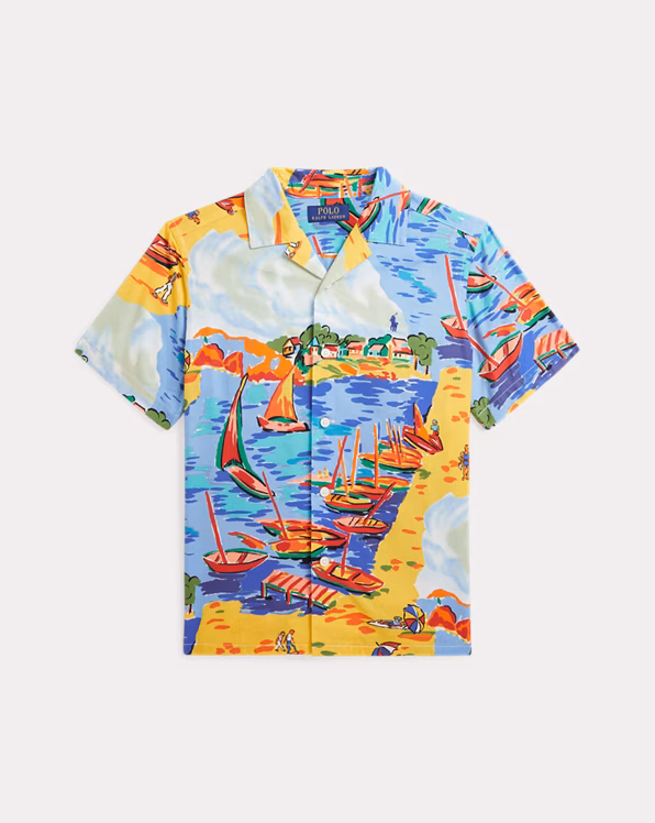 Riviera-Print Cotton Camp Shirt