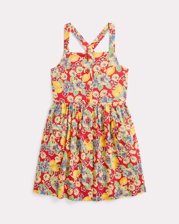 Lemon-Floral Slub Cotton Dress