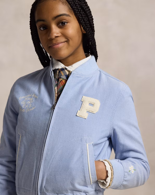 Polo Bears Cotton Oxford Baseball Jacket