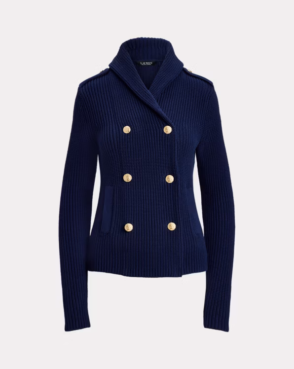 Rib-Knit Double-Breasted Jumper Jacket