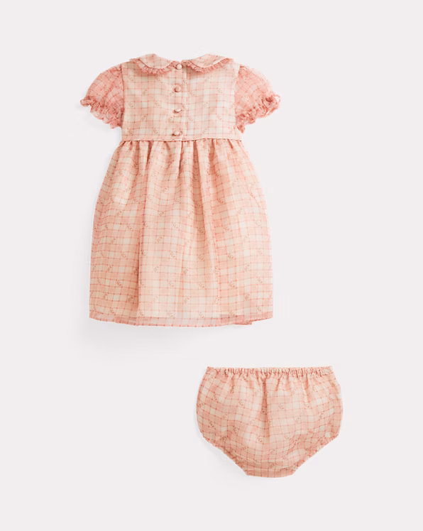 Floral Plaid Organza Dress & Bloomer